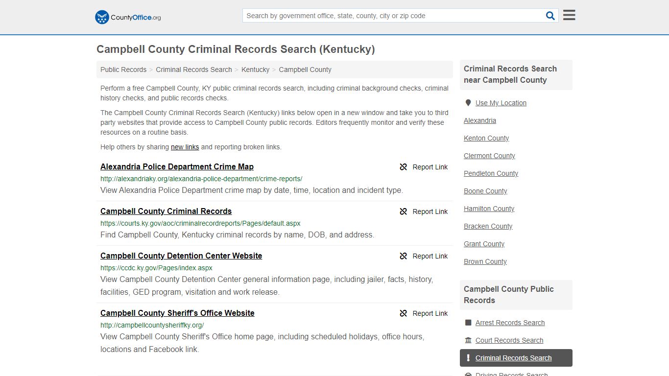 Criminal Records Search - Campbell County, KY (Arrests ...
